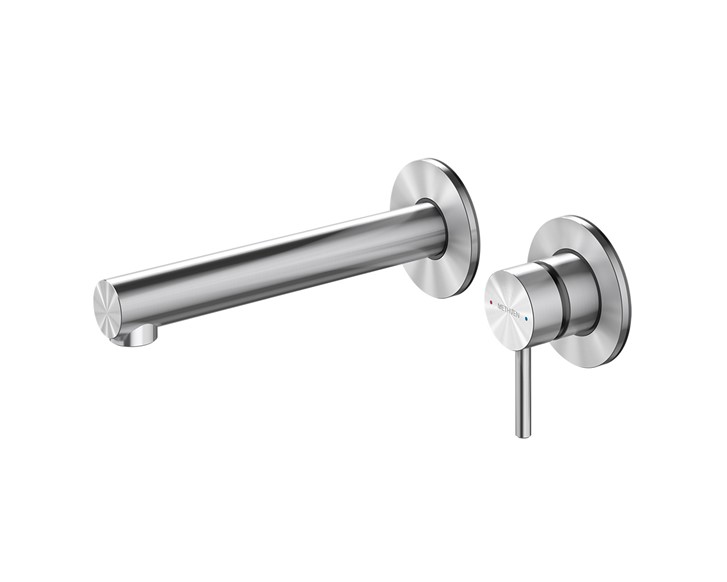 Tūroa Wall Mounted Basin Mixer With Spout (Stainless Steel)