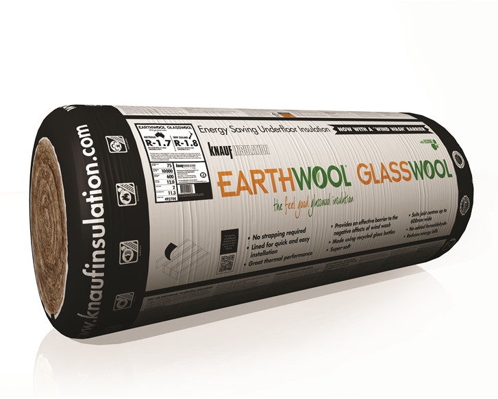 Earthwool® glasswool insulation: Underfloor roll with wind-wash barrier