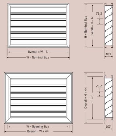 Price Holyoake Outside Horizontal Louvers (Louvre) - OHL-124